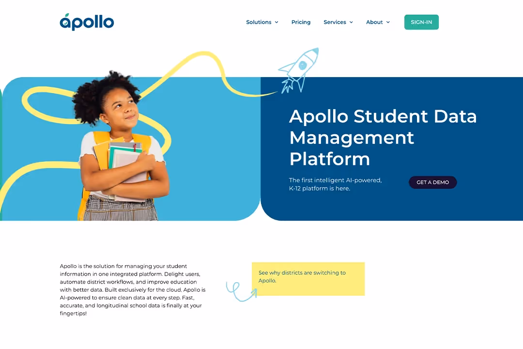 ApolloK12 homepage after the build