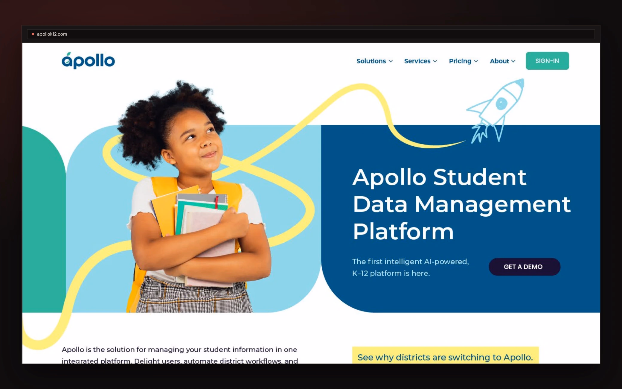 ApolloK12 homepage after the build