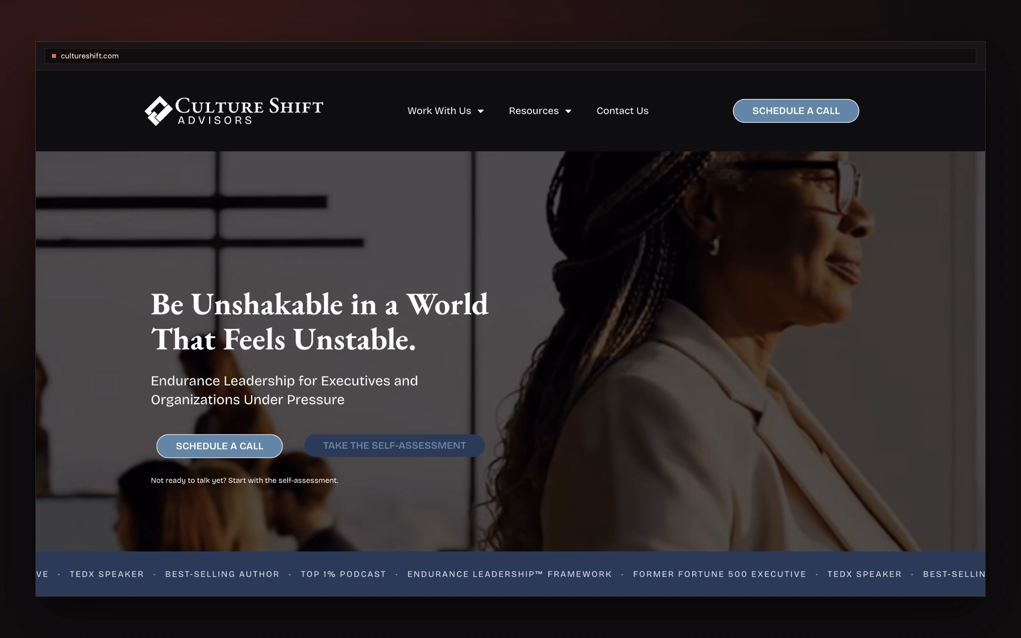 Culture Shift Advisors homepage after the redesign