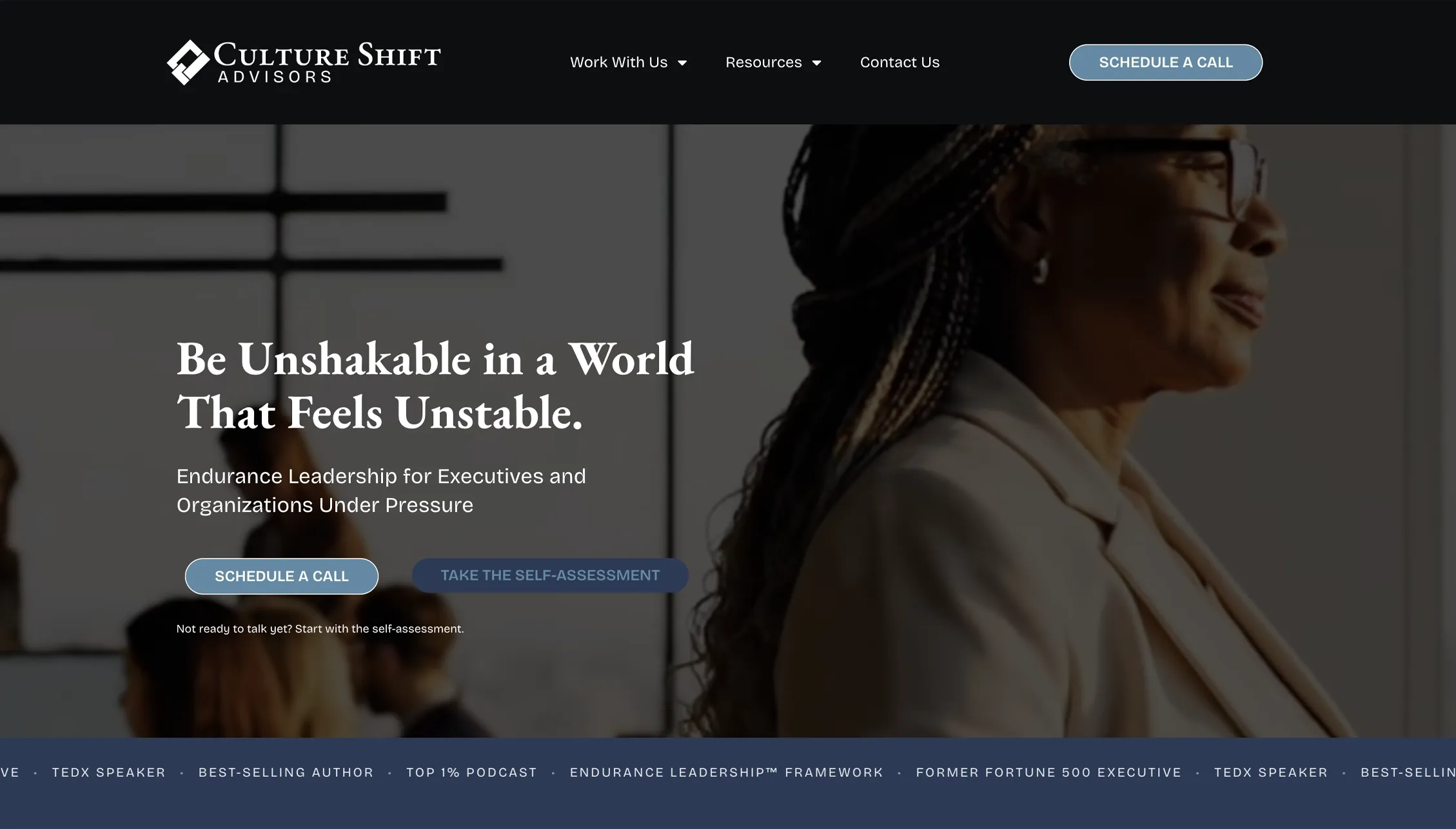 Culture Shift Advisors's website after the rebuild