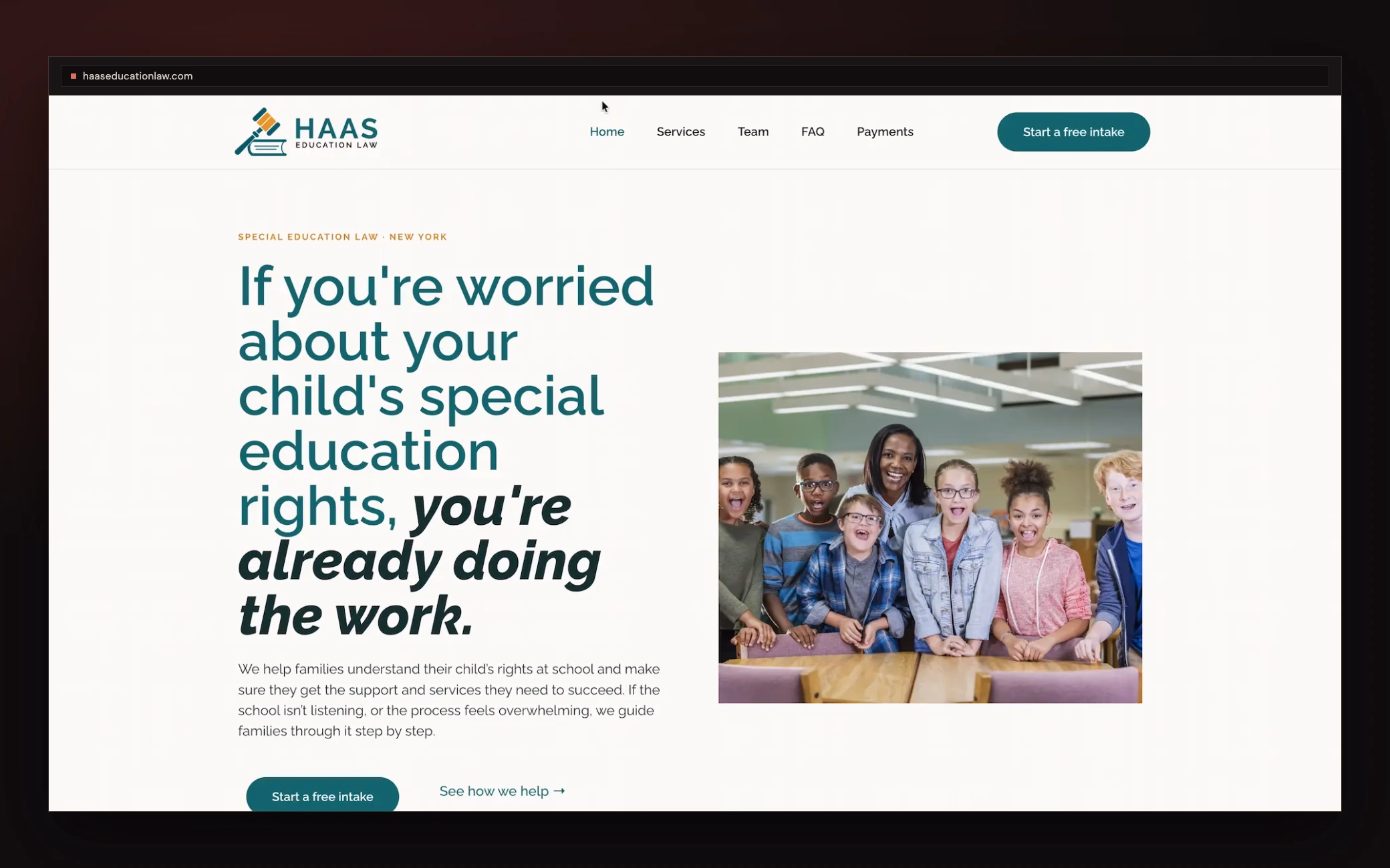 Haas Education Law homepage after the redesign