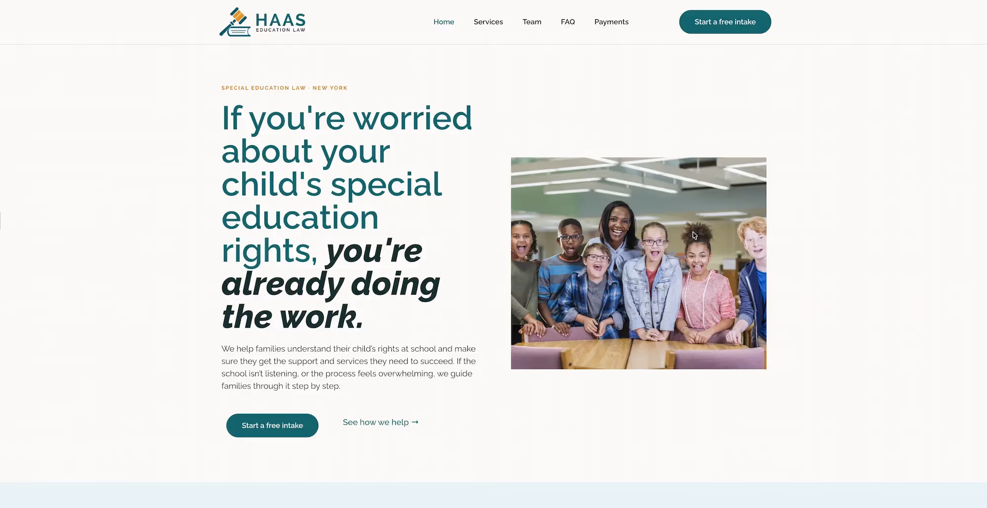 Haas Education Law homepage after the redesign