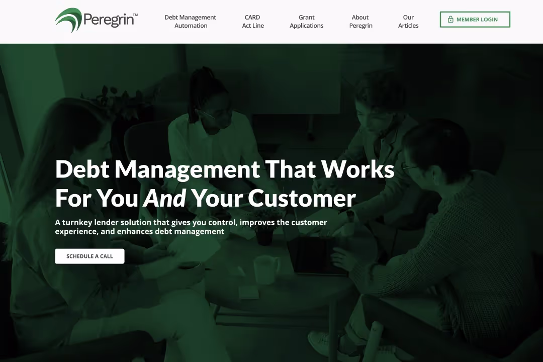 Peregrin homepage after the redesign