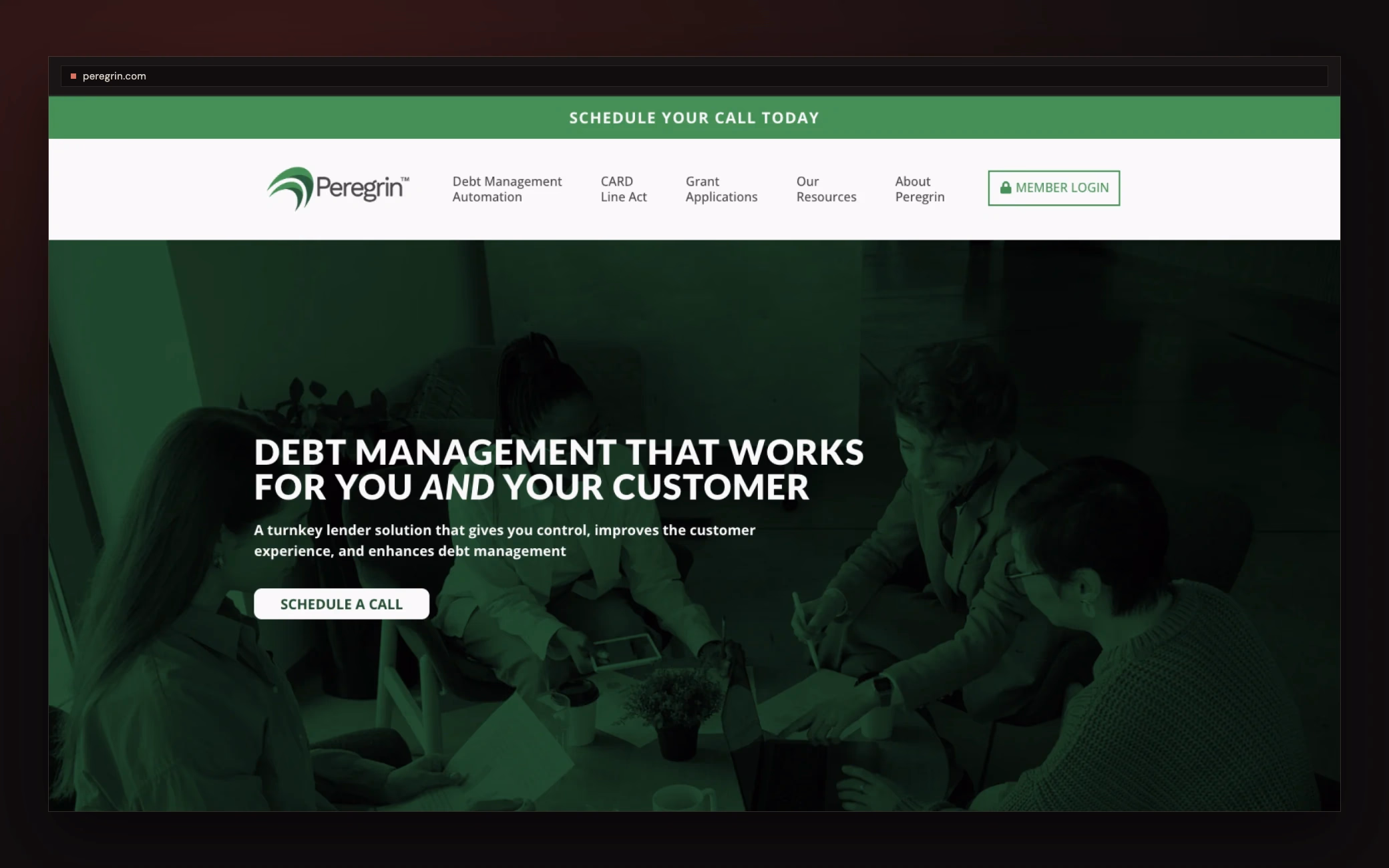 Peregrin homepage after the redesign