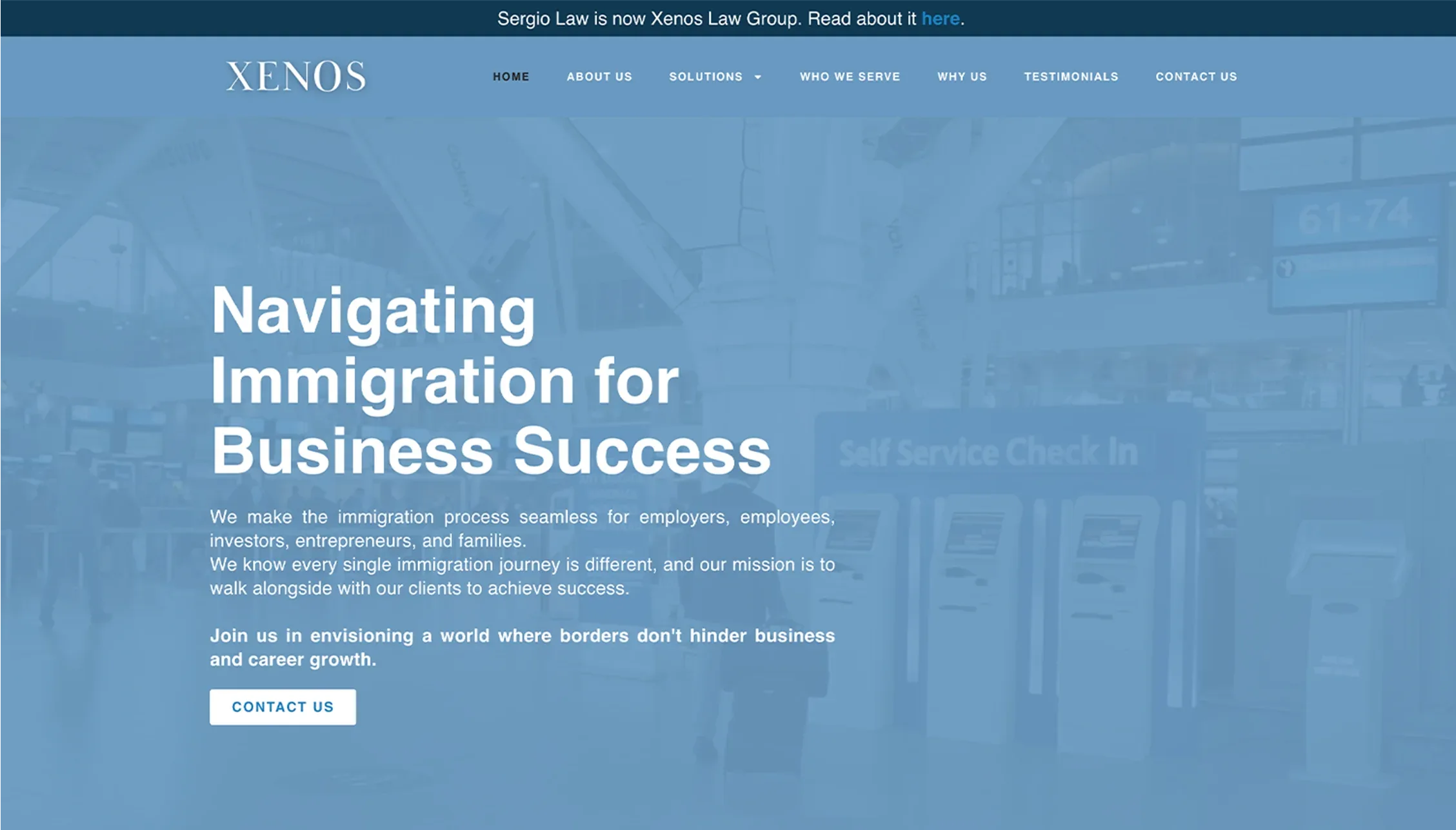 Xenos Law Group's website after the Renyx Design rebuild