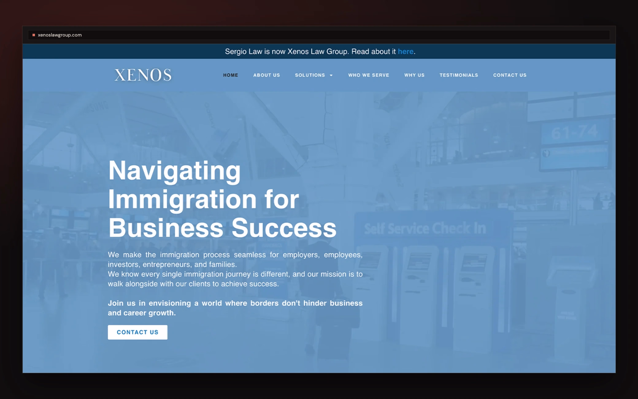 Xenos Law Group homepage after the redesign